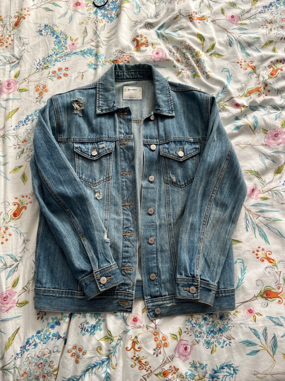 Old Navy Distressed Light Blue Denim Jacket